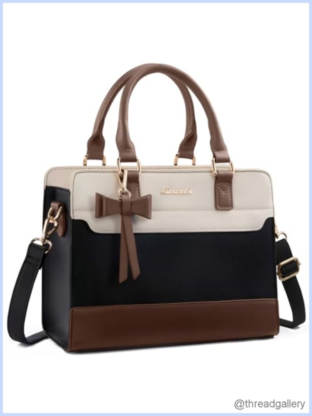 PU Leather Satchel Tote Crossbody Handbag with Zipper
